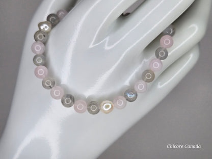 Goddess Radiance – Handmade Bracelet with Moonstone, Rose Quartz & Freshwater Pearls