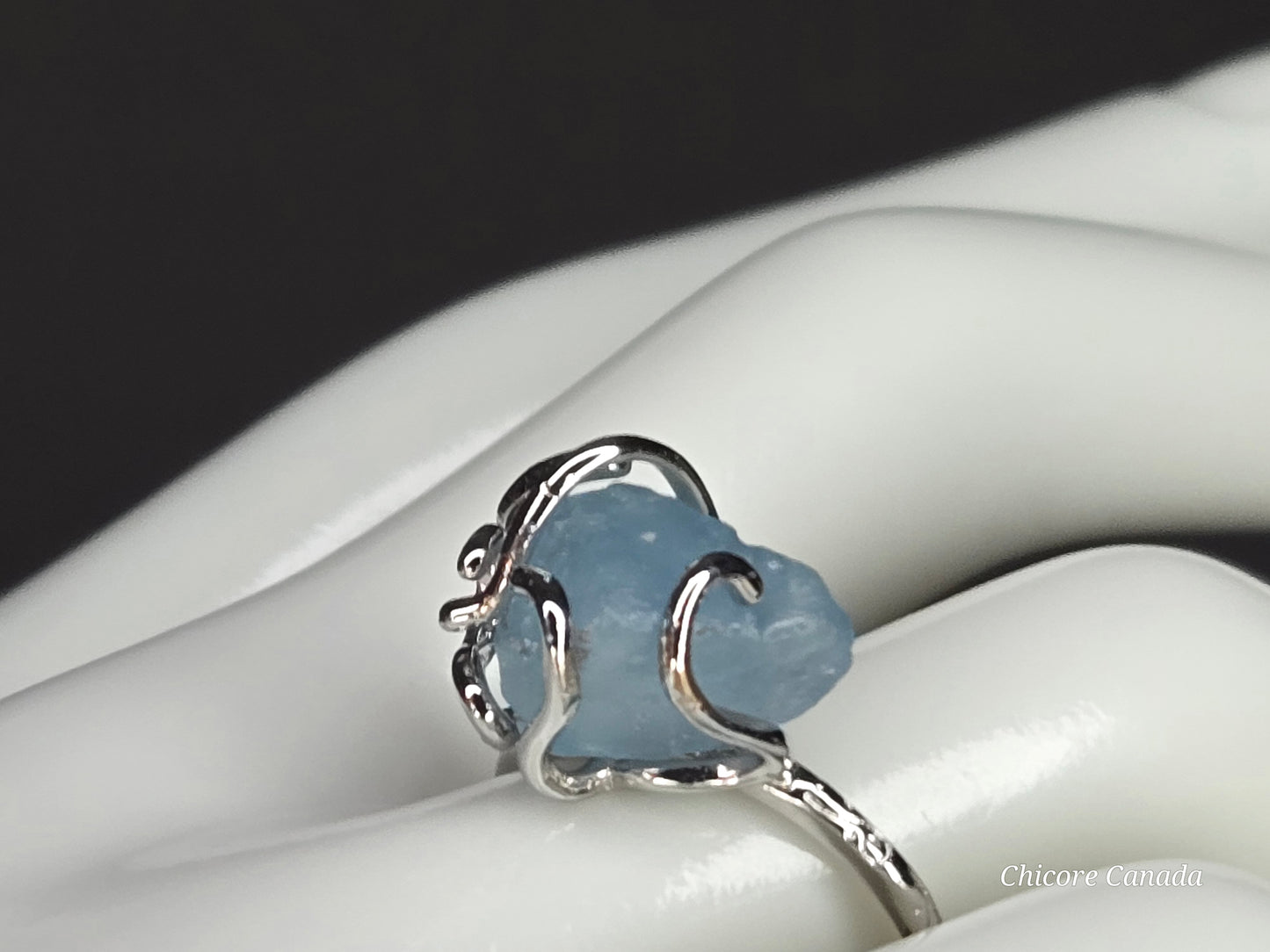 Timeless 925 Sterling Silver Adjustable Aquamarine Ring
