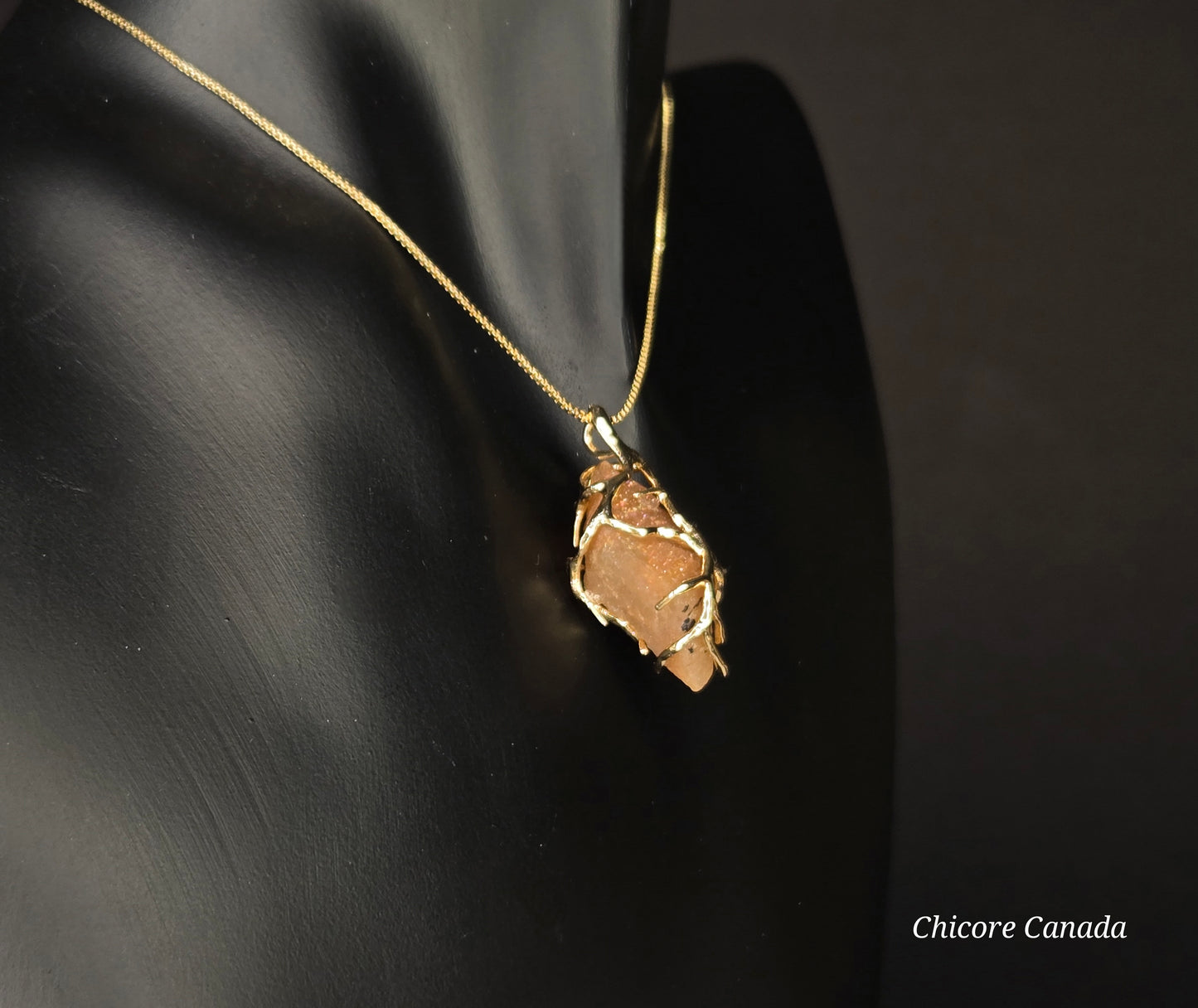 Radiant Glow: Handmade Sunstone Pendant