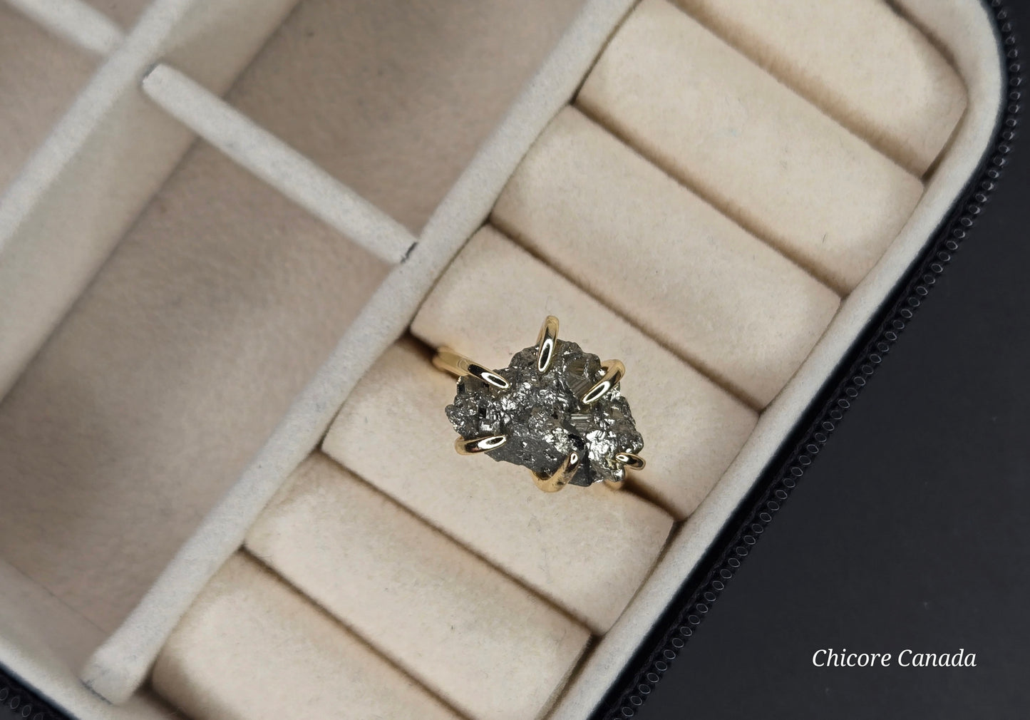 Raw Pyrite Statement Ring – Sophisticated Natural Elegance