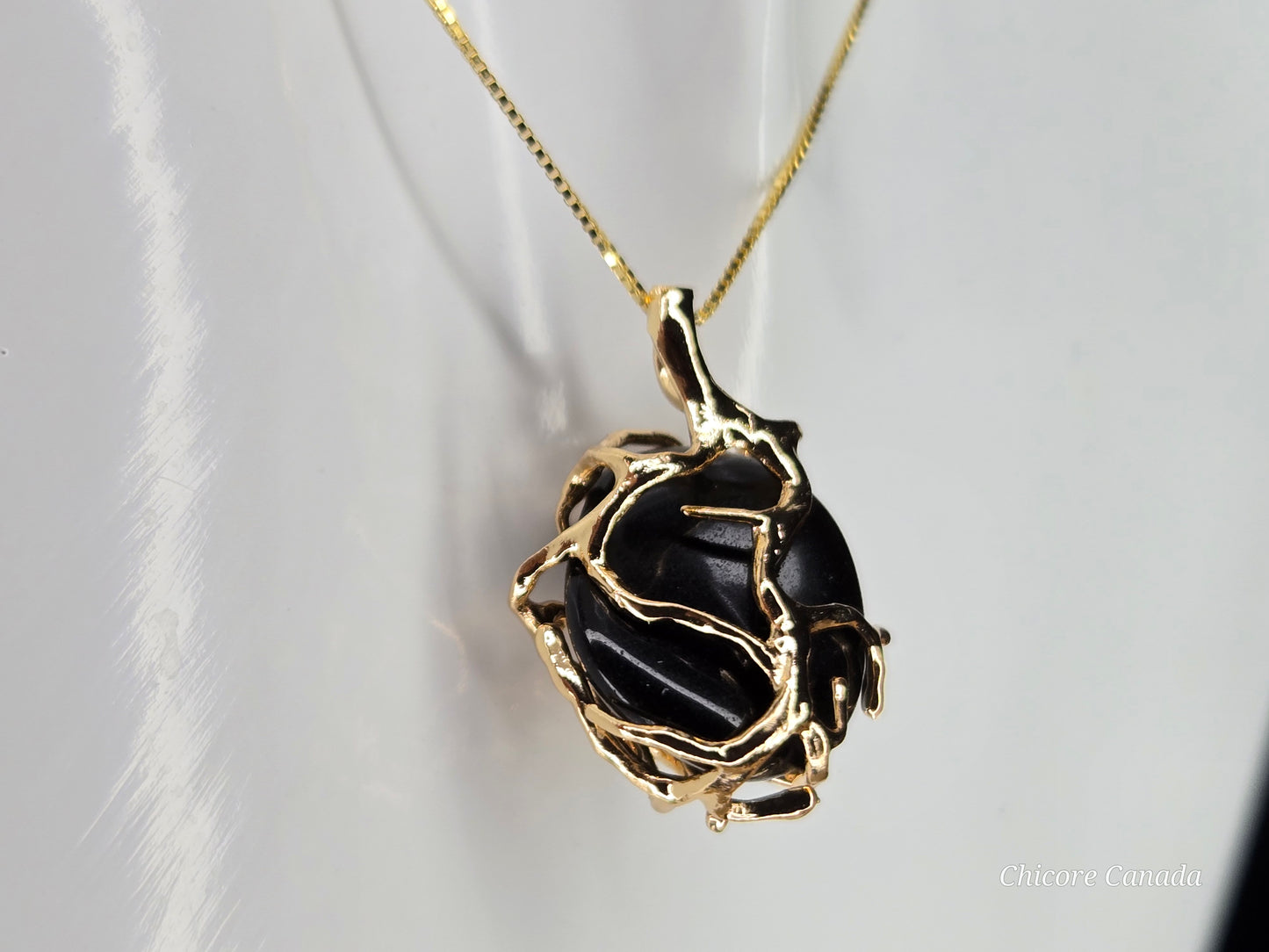 Handcrafted Black Obsidian Power Pendant – 925 Sterling Silver Adjustable Necklace