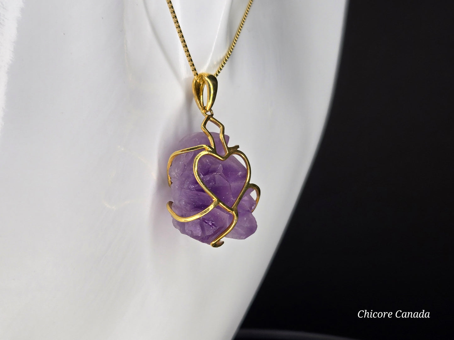 Artfully Crafted Raw Amethyst Pendant Necklace with Adjustable Grace