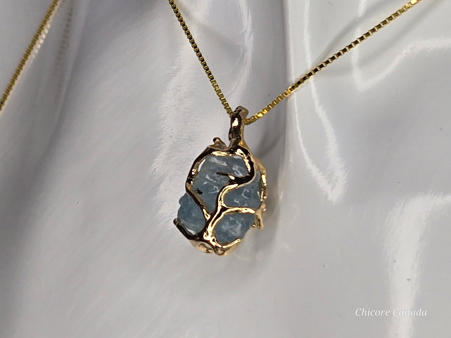 Aquamarine Pendant Necklace in 925 Sterling Silver. Elegant, Adjustable & Timeless