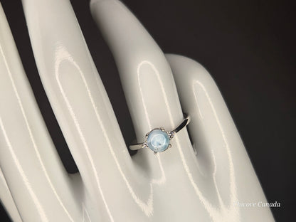 Elegant Sterling Silver Gemstone Jewelry - Handmade Natural Larimar Adjustable Ring