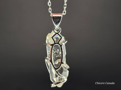 AAA Grade Raw Herkimer Diamond Pendant – Handmade Crystal Necklace with Adjustable 925 Sterling Silver