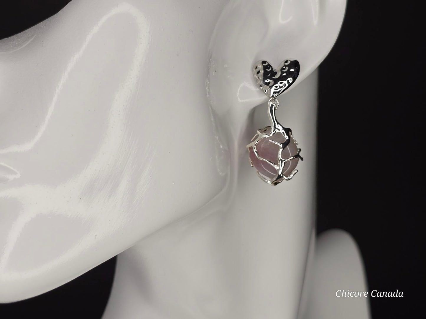 Boucles d'oreilles en quartz rose – Bijoux élégants et délicats