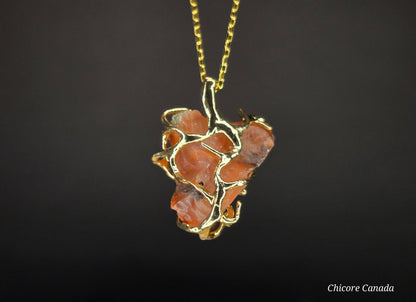 Raw Carnelian Necklace - Natural Stone, Refined Power