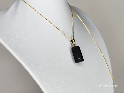 Adjustable Handmade Raw Black Tourmaline Pendant Necklace – Natural Stone Jewelry