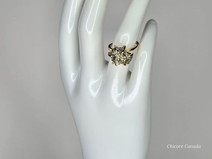 Adjustable Handmade Raw Pyrite Ring