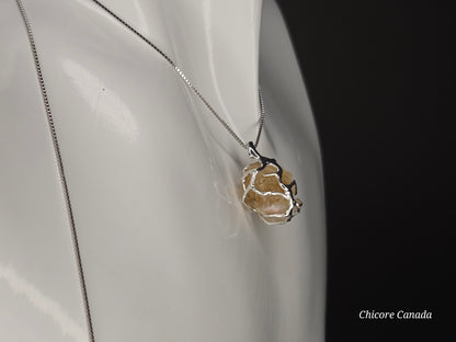 Golden Light – Raw Brazilian Citrine with 925 Sterling Silver Adjustable Necklace