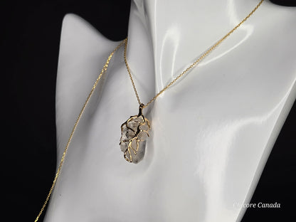 AA Raw Herkimer Diamond Pendant Necklace – Handmade Natural Crystal on Adjustable 925 Sterling Silver Chain - April Birthstone Jewelry