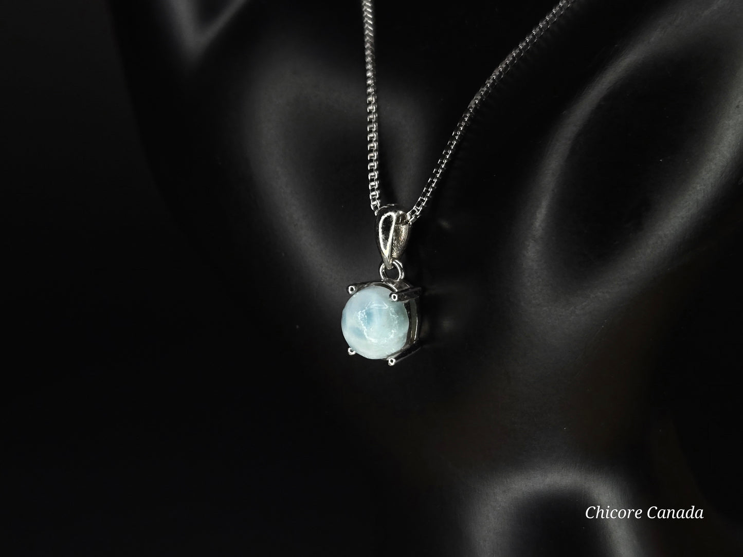 Elegant Caribbean Gemstone Jewelry - Handmade Natural Larimar Pendant with Adjustable 925 Sterling Silver Necklace