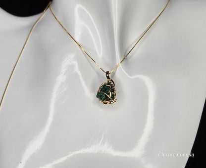 Artisan-Crafted Raw Malachite Pendant | 925 Sterling Silver Adjustable Necklace – A Symbol of Transformation & Elegance