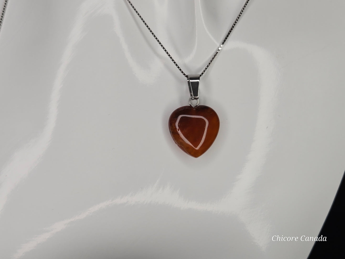 Eternal Glow: Handcrafted Heart-Shaped Carnelian Pendant with Adjustable Necklace