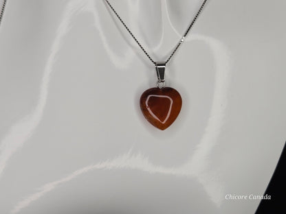 Eternal Glow: Handcrafted Heart-Shaped Carnelian Pendant with Adjustable Necklace