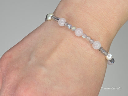 Harmony of the Heart: Moonstone, Rose Quartz & Freshwater Pearl Bracelet