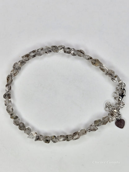 Adjustable Delicate Herkimer Diamonds Raw Bracelet