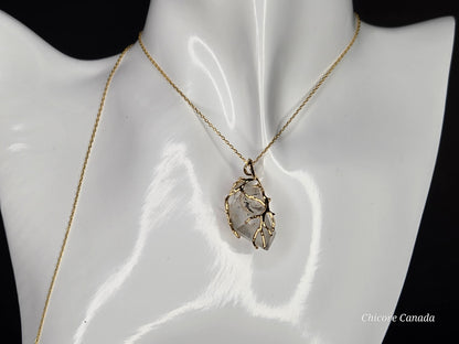 AA Raw Herkimer Diamond Pendant Necklace – Handmade Natural Crystal on Adjustable 925 Sterling Silver Chain - April Birthstone Jewelry