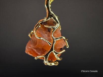 Raw Carnelian Talisman Necklace - 925 Sterling Silver - Sacred Fire