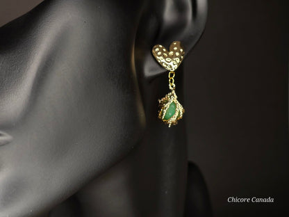 Boucles d'oreilles en jade vert faites à la main : Sérénité élégante
