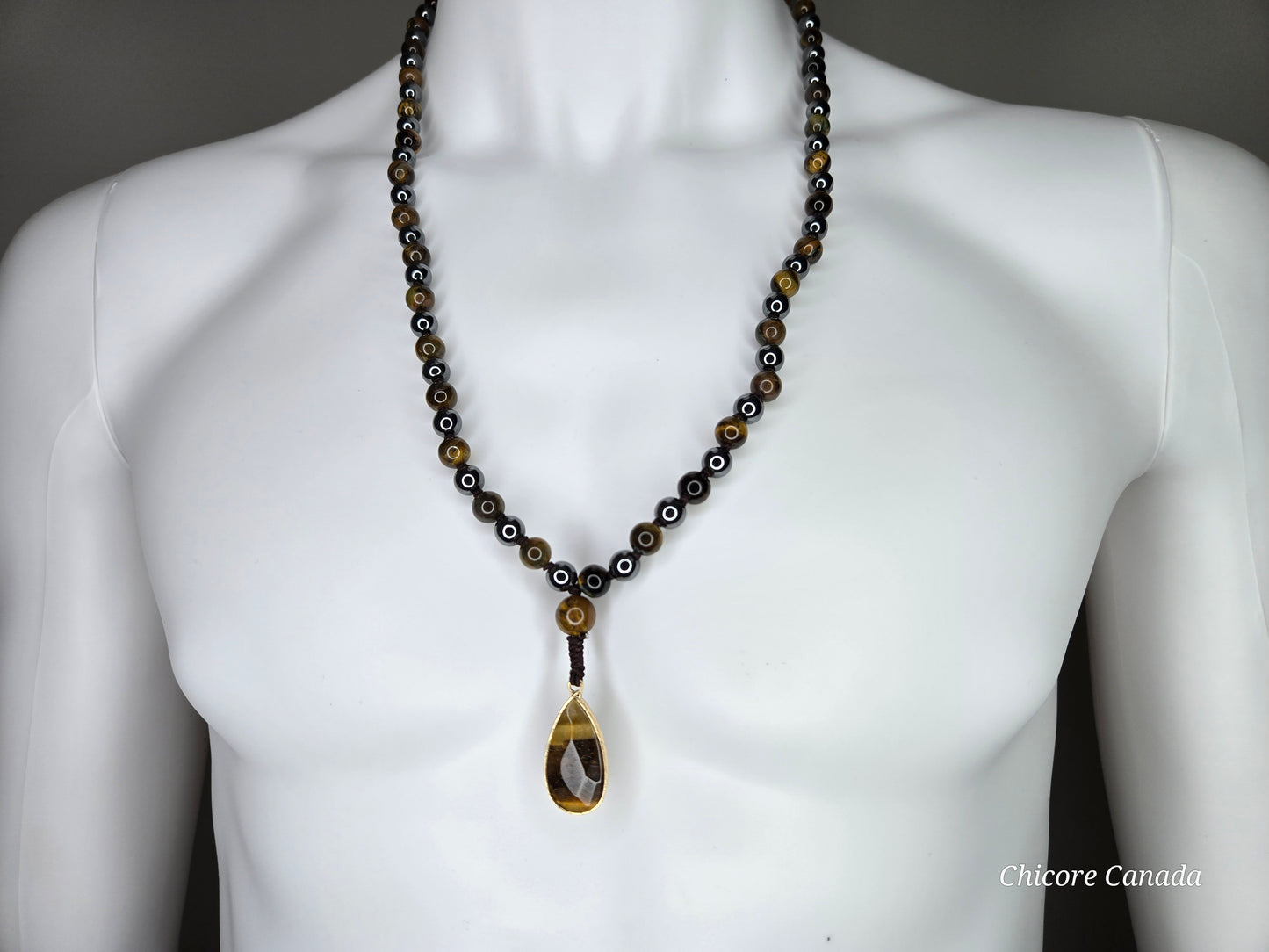Guardian’s Eye – Men’s Tiger’s Eye, Hematite & Obsidian Protection Necklace