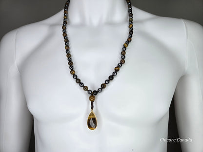 Guardian’s Eye – Men’s Tiger’s Eye, Hematite & Obsidian Protection Necklace