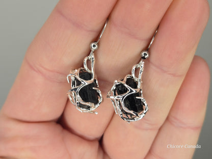 Timeless Protection: Drop Earrings Featuring Black Tourmaline