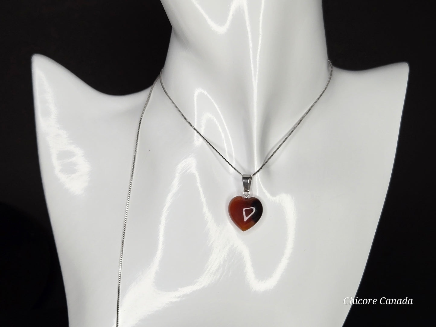 Eternal Glow: Handcrafted Heart-Shaped Carnelian Pendant with Adjustable Necklace