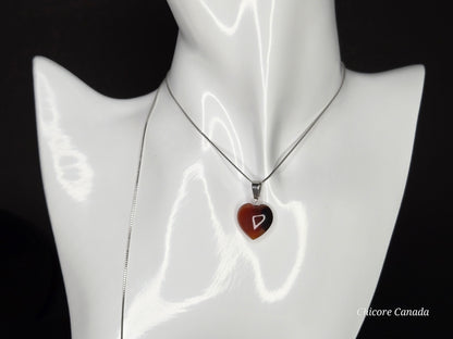Eternal Glow: Handcrafted Heart-Shaped Carnelian Pendant with Adjustable Necklace