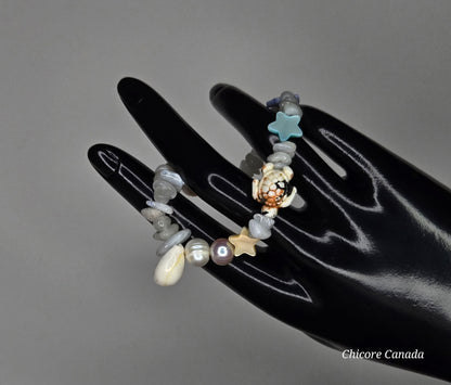 Boho Beach Charm Moonstone Bracelet – Customizable Summer Jewelry