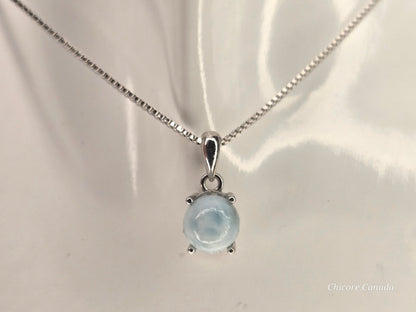 Elegant Caribbean Gemstone Jewelry - Handmade Natural Larimar Pendant with Adjustable 925 Sterling Silver Necklace