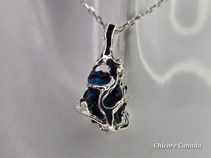 Handmade Raw Rainbow Pyrite Pendant – Adjustable 925 Sterling Silver Necklace for Strength & Style