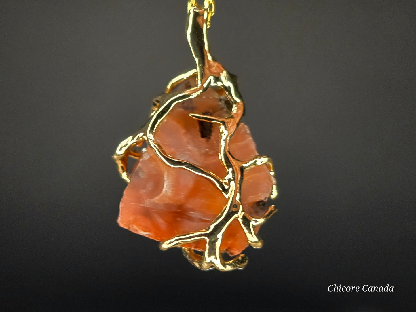 Raw Carnelian Talisman Necklace - 925 Sterling Silver - Sacred Fire