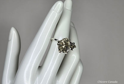 Elegant Raw Pyrite Ring – Adjustable Design with Empowering Stone Energy
