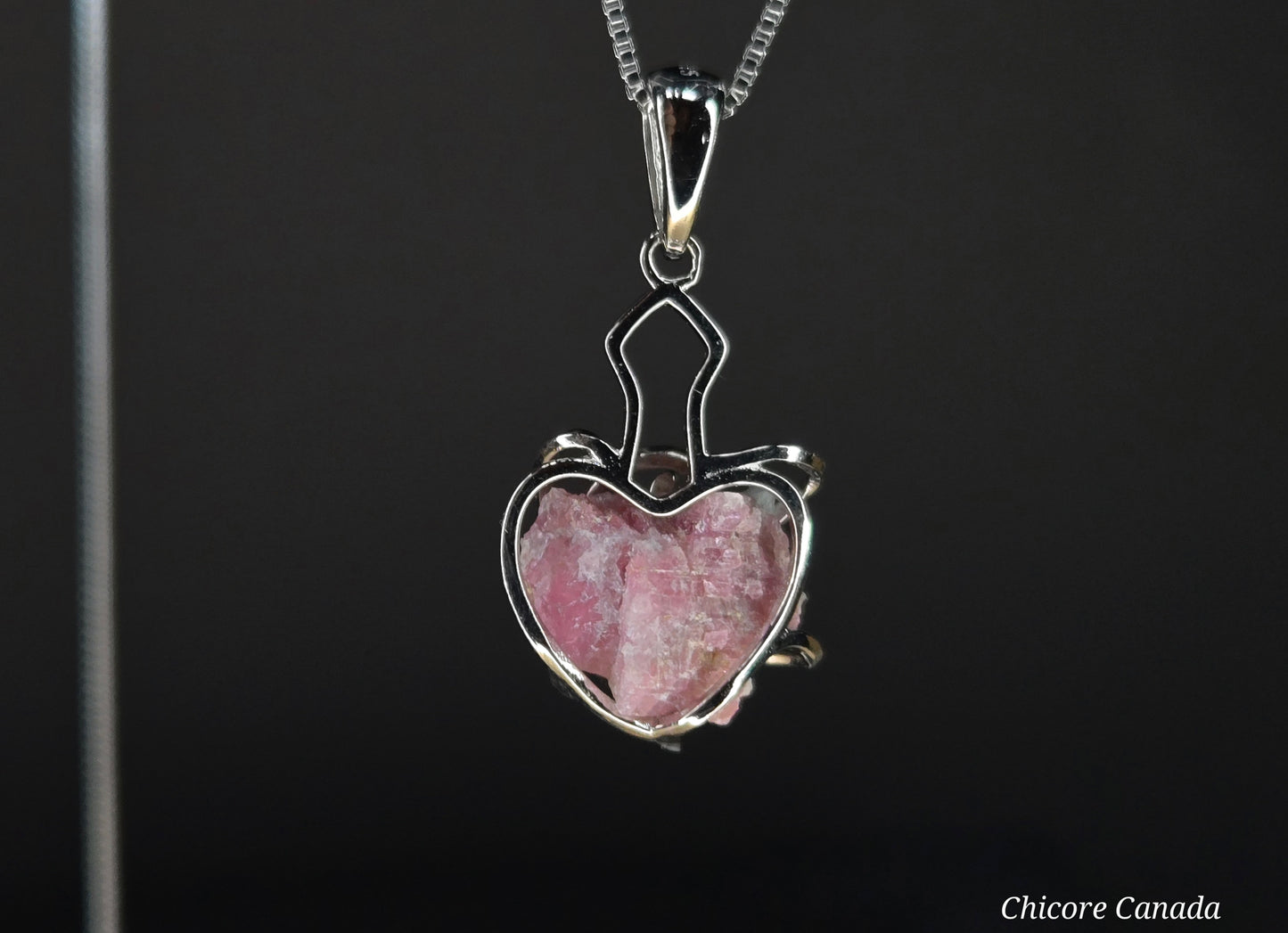 Eternal Love: Handmade 925 Sterling Silver Pink Tourmaline Heart Pendant with Adjustable Necklace