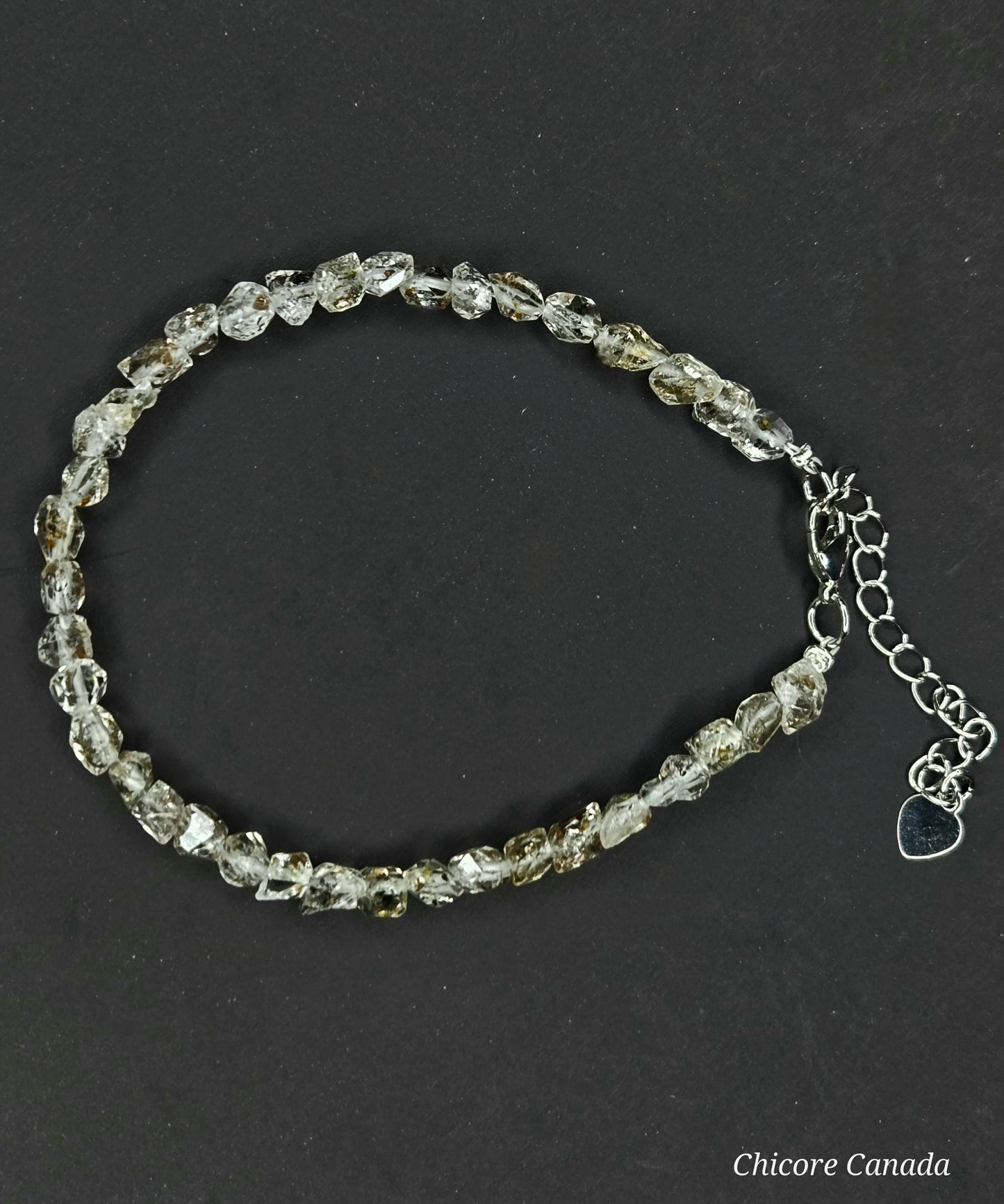 Adjustable Delicate Herkimer Diamonds Raw Bracelet