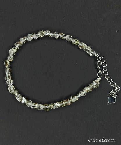Adjustable Delicate Herkimer Diamonds Raw Bracelet