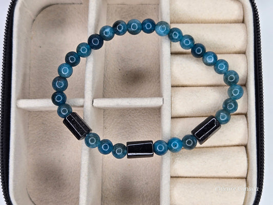 Awaken & Protect – Blue Apatite & Black Tourmaline Bracelet