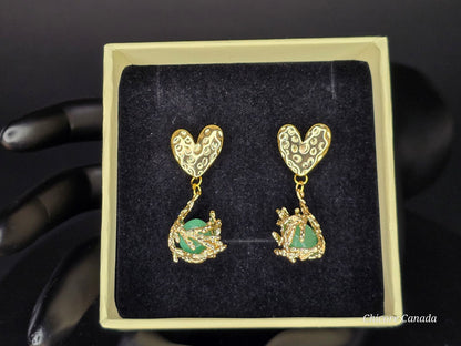 Boucles d'oreilles en jade vert faites à la main : Sérénité élégante