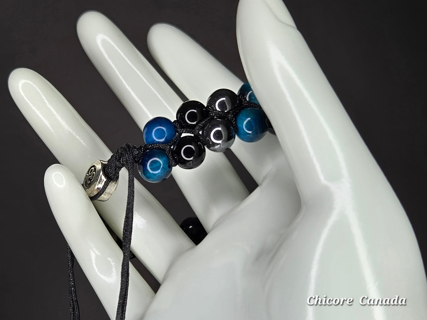 Blue Tiger’s Eye, Obsidian & Hematite Energy Shield - Triple Protection Bracelet