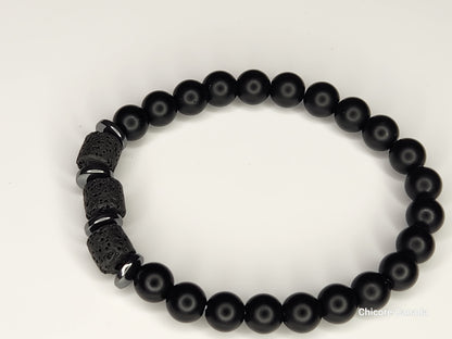 Bracelet Onyx Noir pour Lui | Accessoire Homme Raffiné et Intemporel