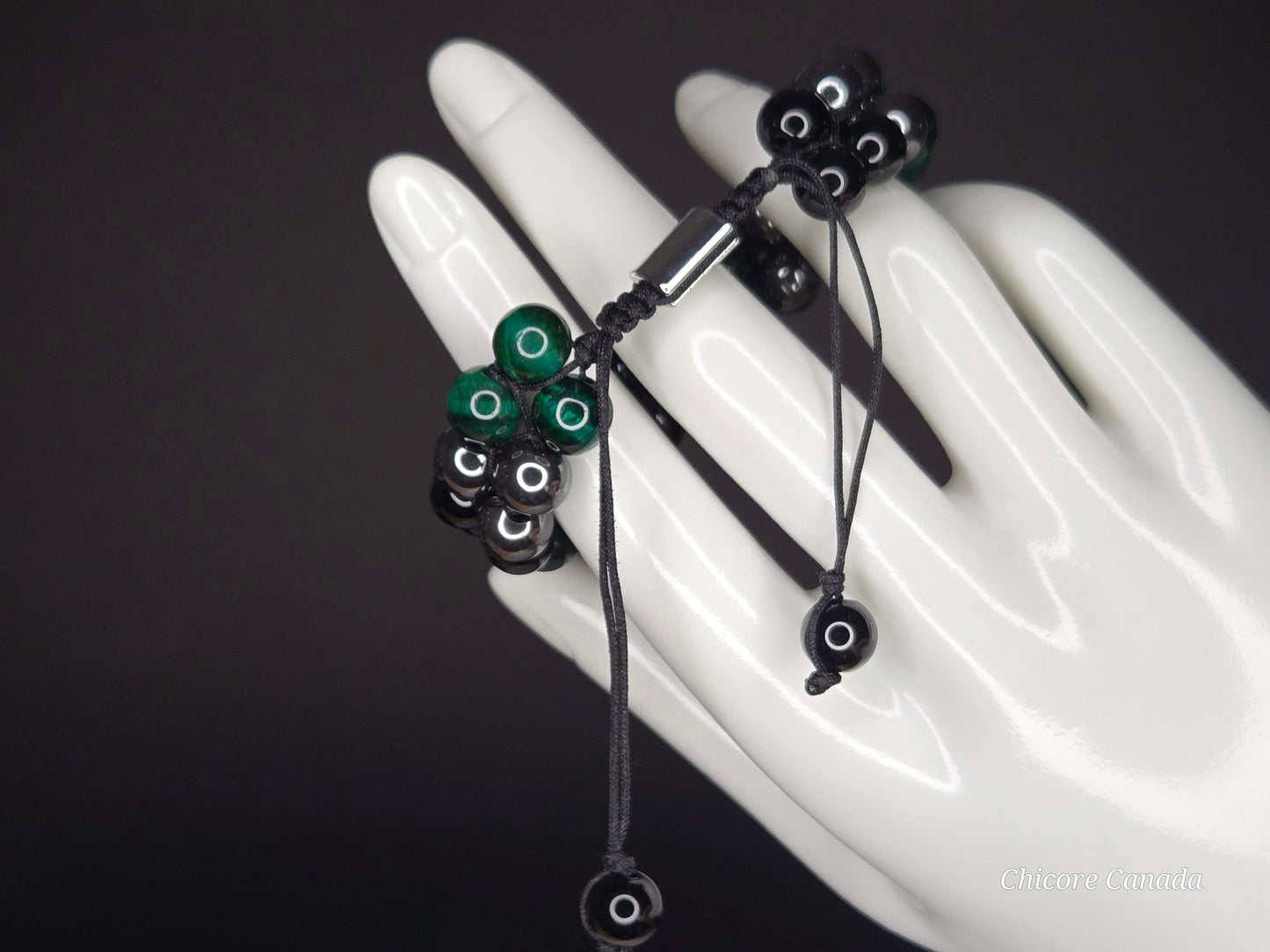 Malachite, Obsidian & Hematite Bracelet