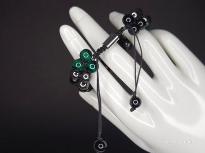 Malachite, Obsidian & Hematite Bracelet