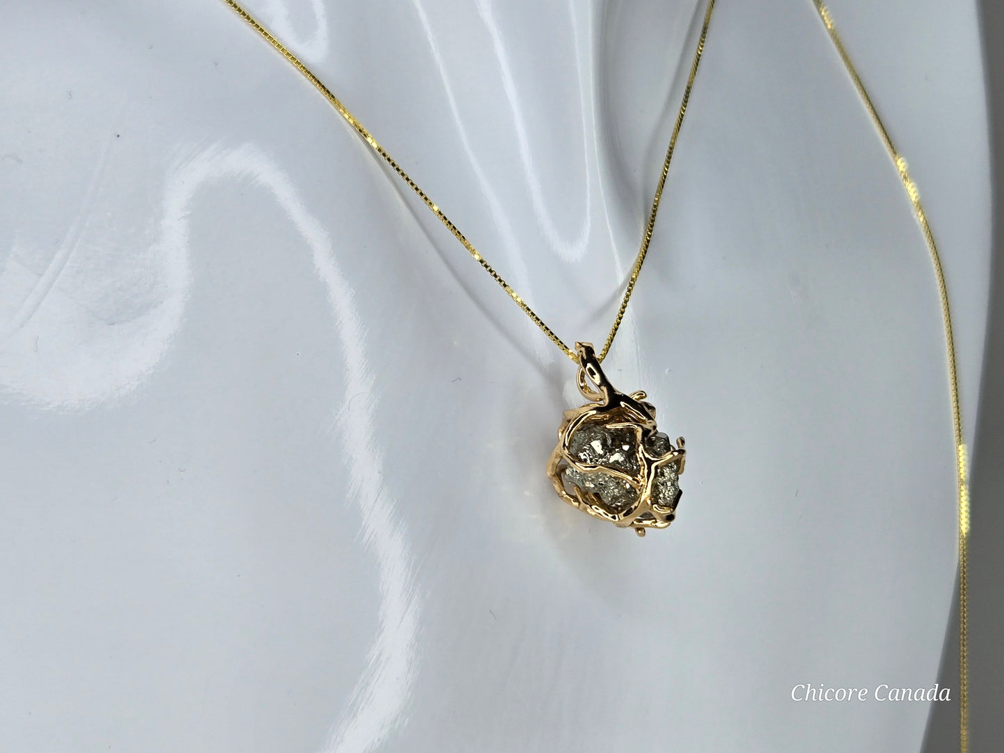 Bold & Brilliant: Raw Pyrite Crystal on 925 Silver Adjustable Necklace