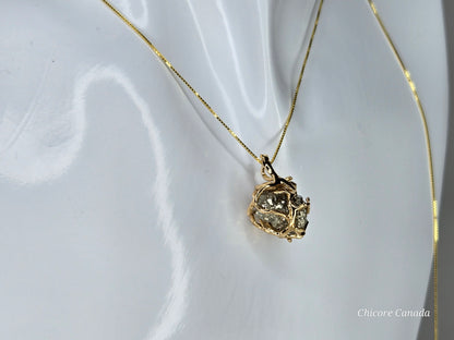 Bold & Brilliant: Raw Pyrite Crystal on 925 Silver Adjustable Necklace