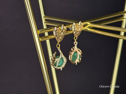Boucles d'oreilles en jade vert faites à la main : Sérénité élégante