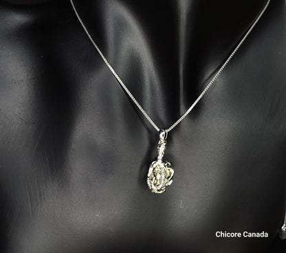Collier pendentif en pyrite brute fait main avec chaîne réglable