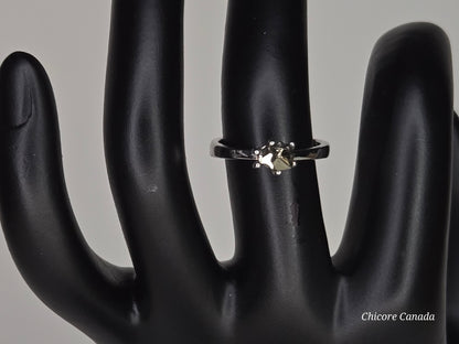 Bague raffinée en argent sterling 925 avec une délicate pierre précieuse en pyrite brute – Design élégamment réglable