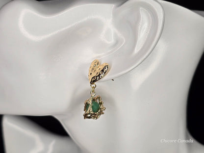 Boucles d'oreilles en jade vert faites à la main : Sérénité élégante