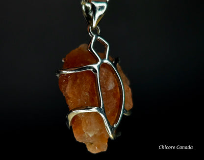 Raw Sunstone Handmade Pendant with Adjustable Necklace – Sophisticated and Timeless Design